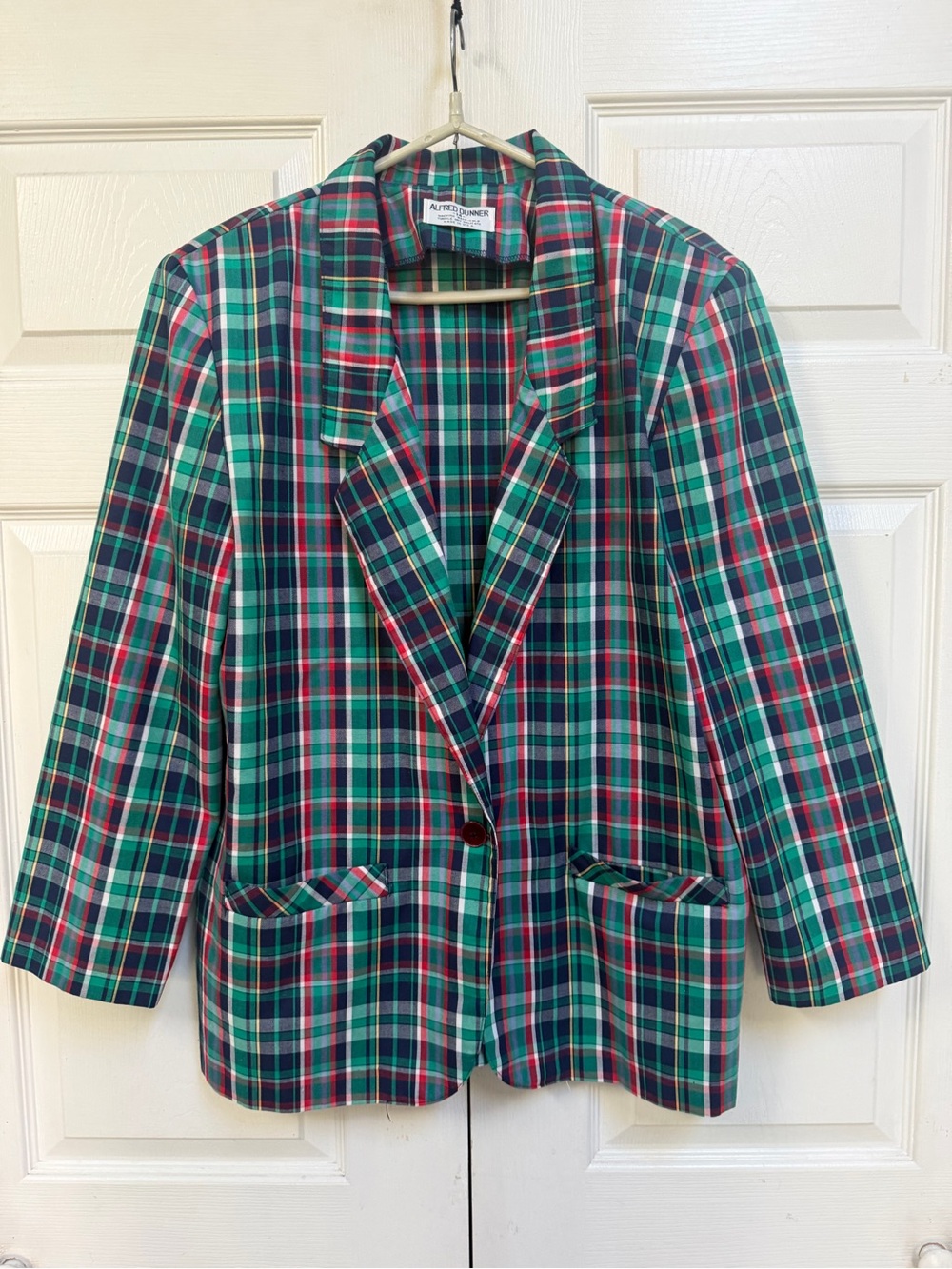 Alfred Dunner Green Blue and Red Plaid Blazer Women’s Size L (14)